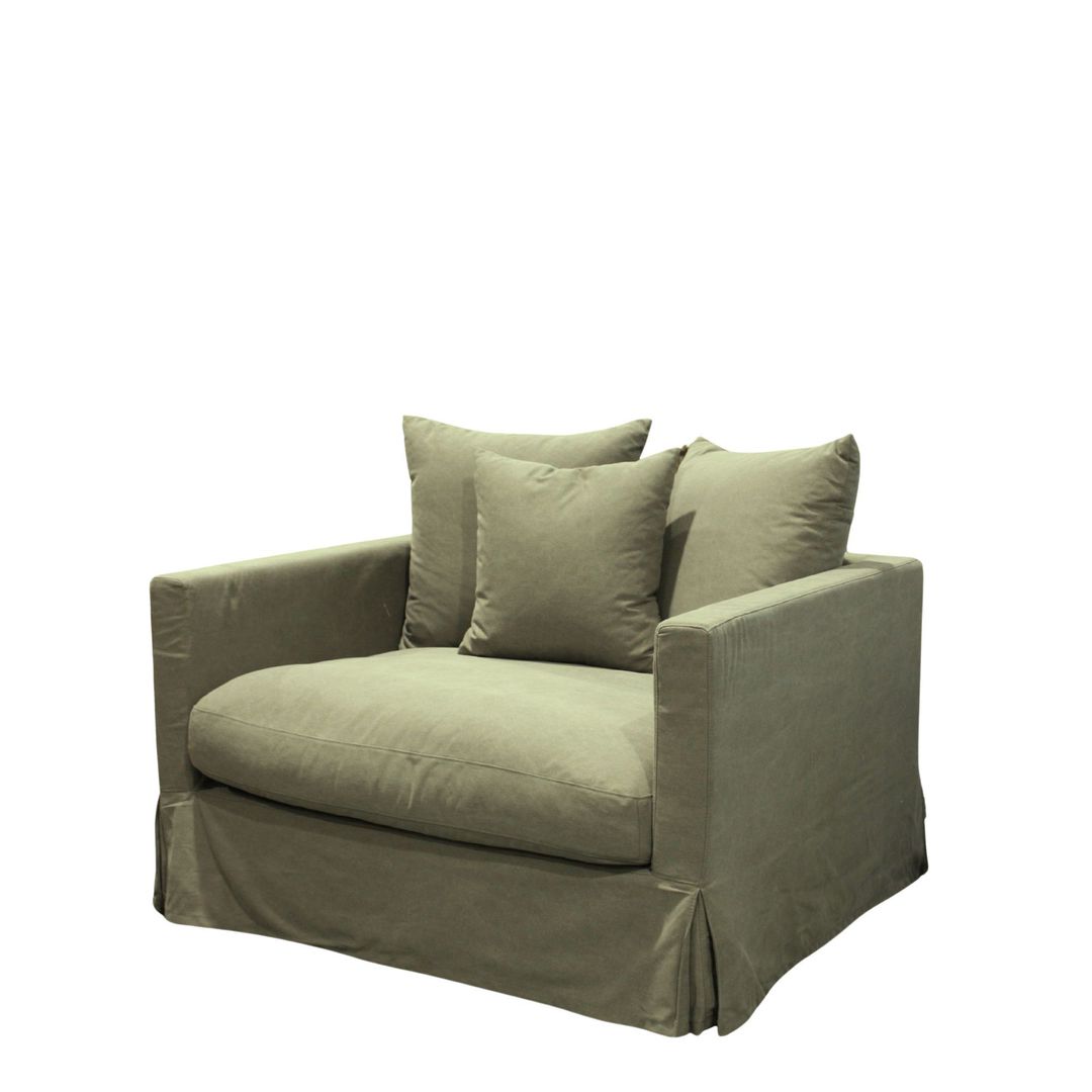 LUXE SOFA 1 SEATER FOREST GREEN SLIP COVER image 1